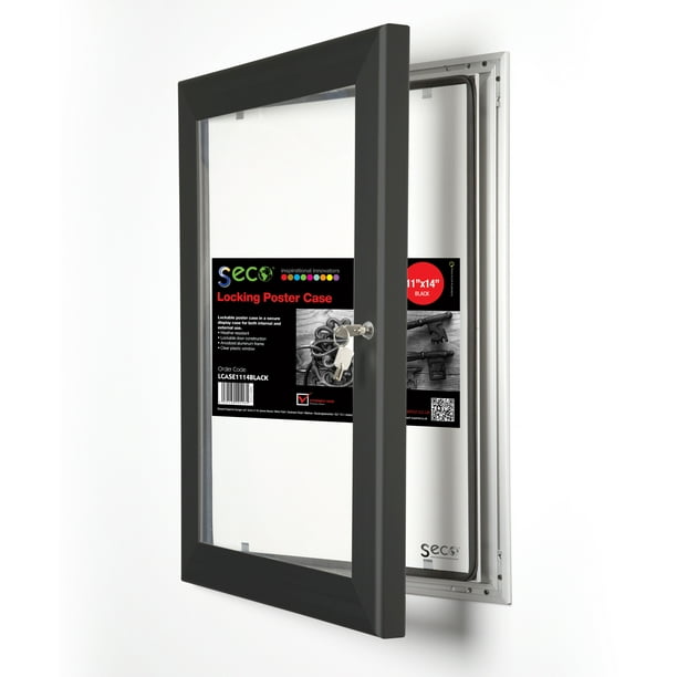 Rustproof Shatterproof SECO Stewart Superior Locking Indoor/Outdoor Poster Case 11x14 in Black